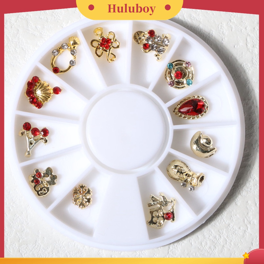 Huluboy Huluboy♡ 1 Kotak Berlian Imitasi 3D Bahan Alloy Untuk Dekorasi Nail Art