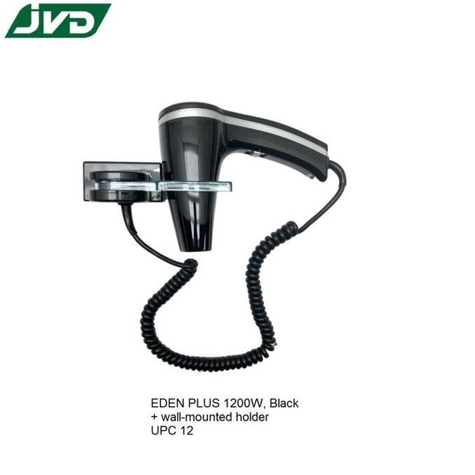 Hairdryer JVD Eden Plus 1200W, Hitam + Wall-Mounted Holder (HD-1)Am selalu ada