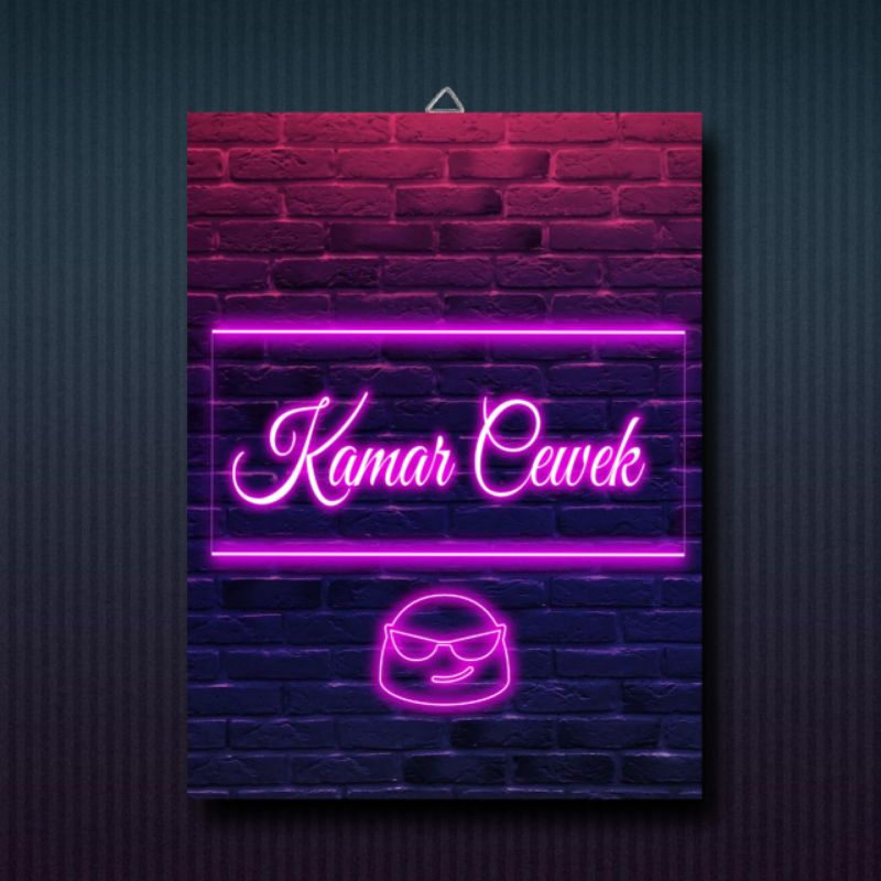 POSTER FRAME KAYU NEON KAMAR COWOK / KAMAR CEWEK HIASAN DINDING