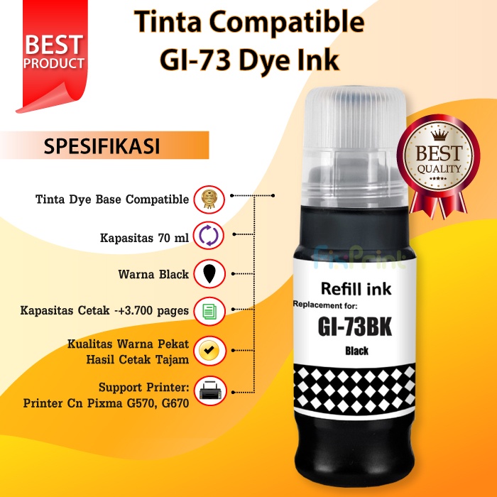 Tinta Compatible GI-73 GI73 GI 73 gi73 gi 73 Dye Ink Printer G570 G670 Ink Tank