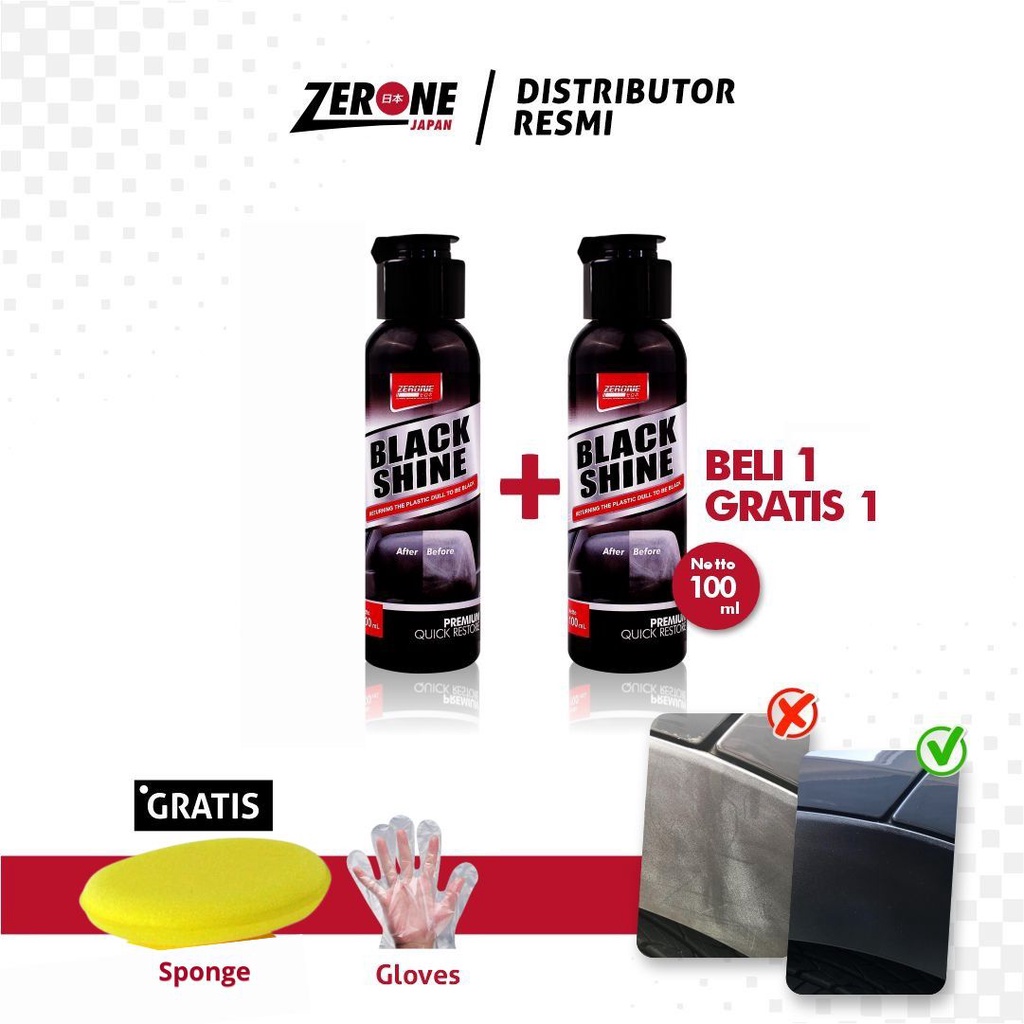 ZERONE BLACK SHINE PROMO 2 BOTOL PENGHITAM DASHBOARD PLASTIK DOFF MOBIL