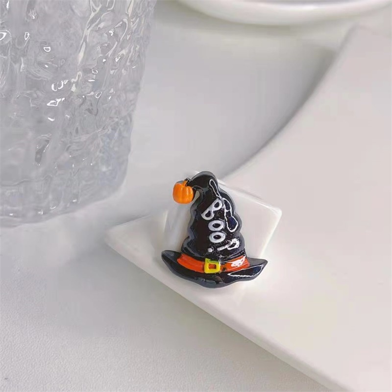 Cincin Jari Desain Kartun Labu Hantu Topi Kelelawar Ikatan Simpul Halloween Bahan resin Untuk Hadiah