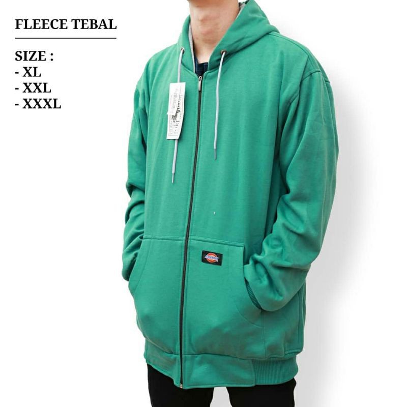 JAKET Jumbo Pria Wanita Big Size Hoodie Oversize Murah XL XXL XXXL Zipper Polos Cewek Cowok Premium-Hijau tosca