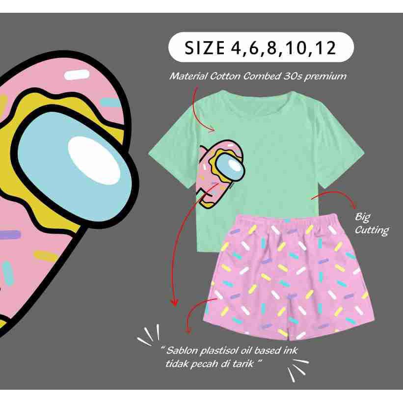 Setelan Kaos Anak Perempuan Ammigoz Motif Among Us Model Colorfull