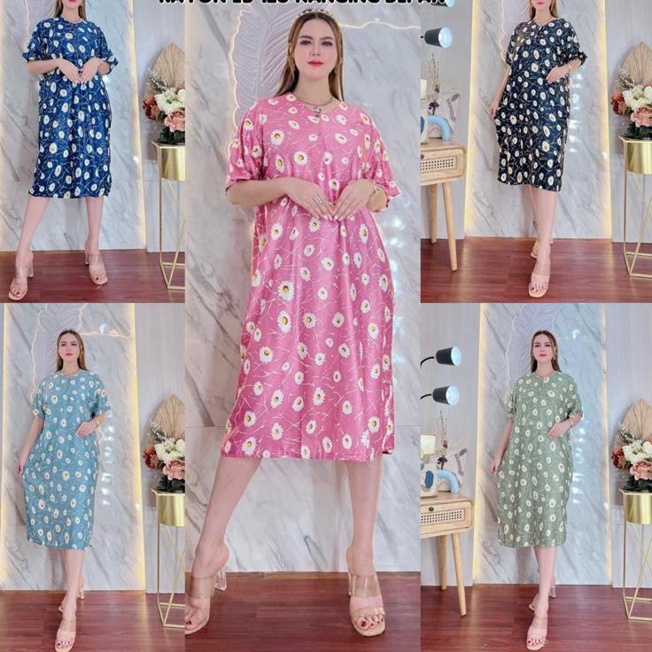 TrxR7d7C-- Ecer grosir Daster jumbo LD 120 cm Rayon Halus Adem Kancing Depan Busui Bumil Baju Tidur 