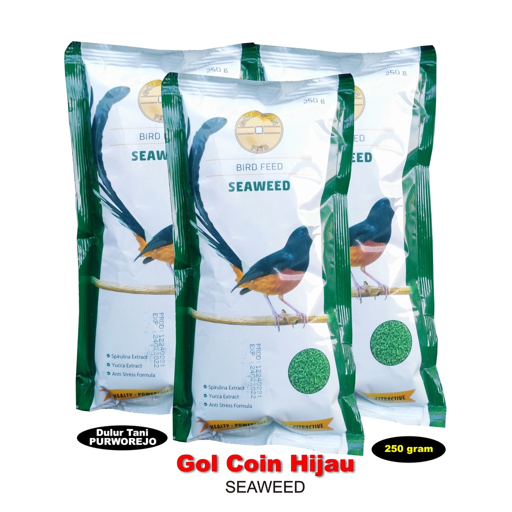 Makanan Burung GOLD COIN Hijau Bird Seed Seaweed 250 gram