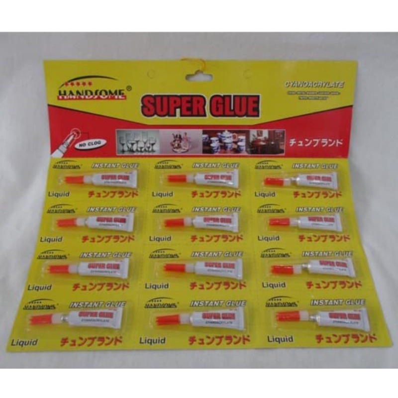 

LEM SUPER GLUE HANDSOME SATU LEMBAR ISI 12 PCS