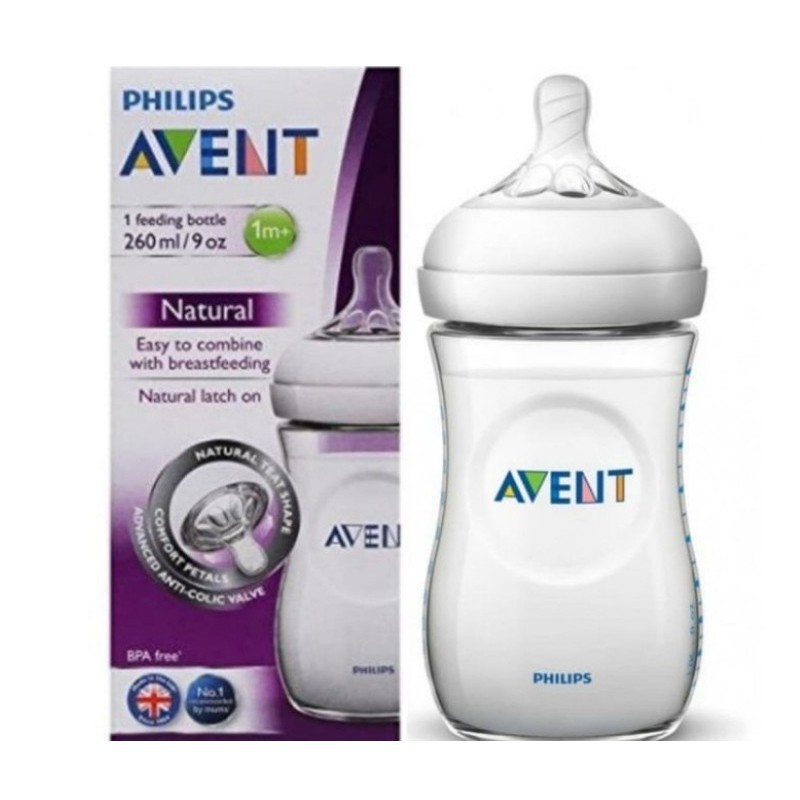 Botol Susu Philips Avent Natural 260ml Single Botol Susu Bayi usia 1m+