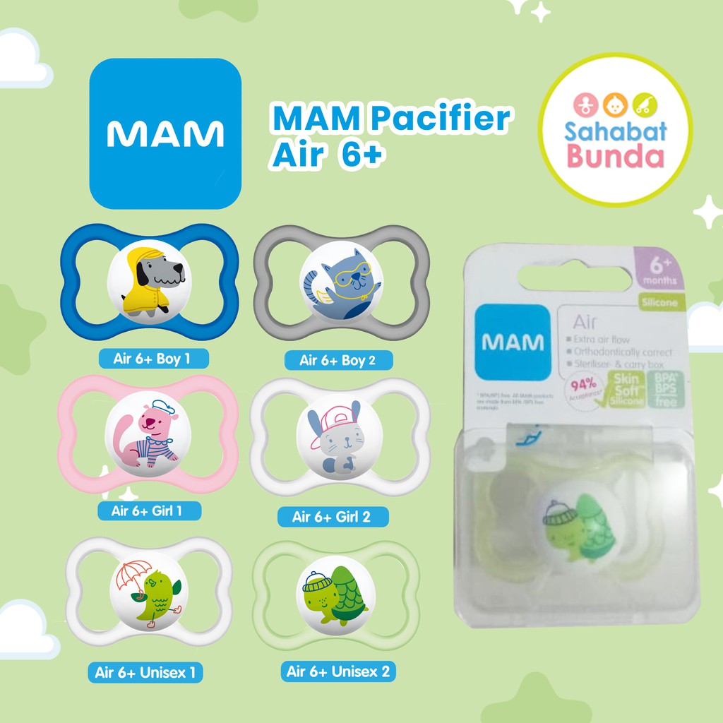 MAM Orthodontic Pacifier Air Ori Night 0-6M Baby Soother Empeng Bayi-Air 6+