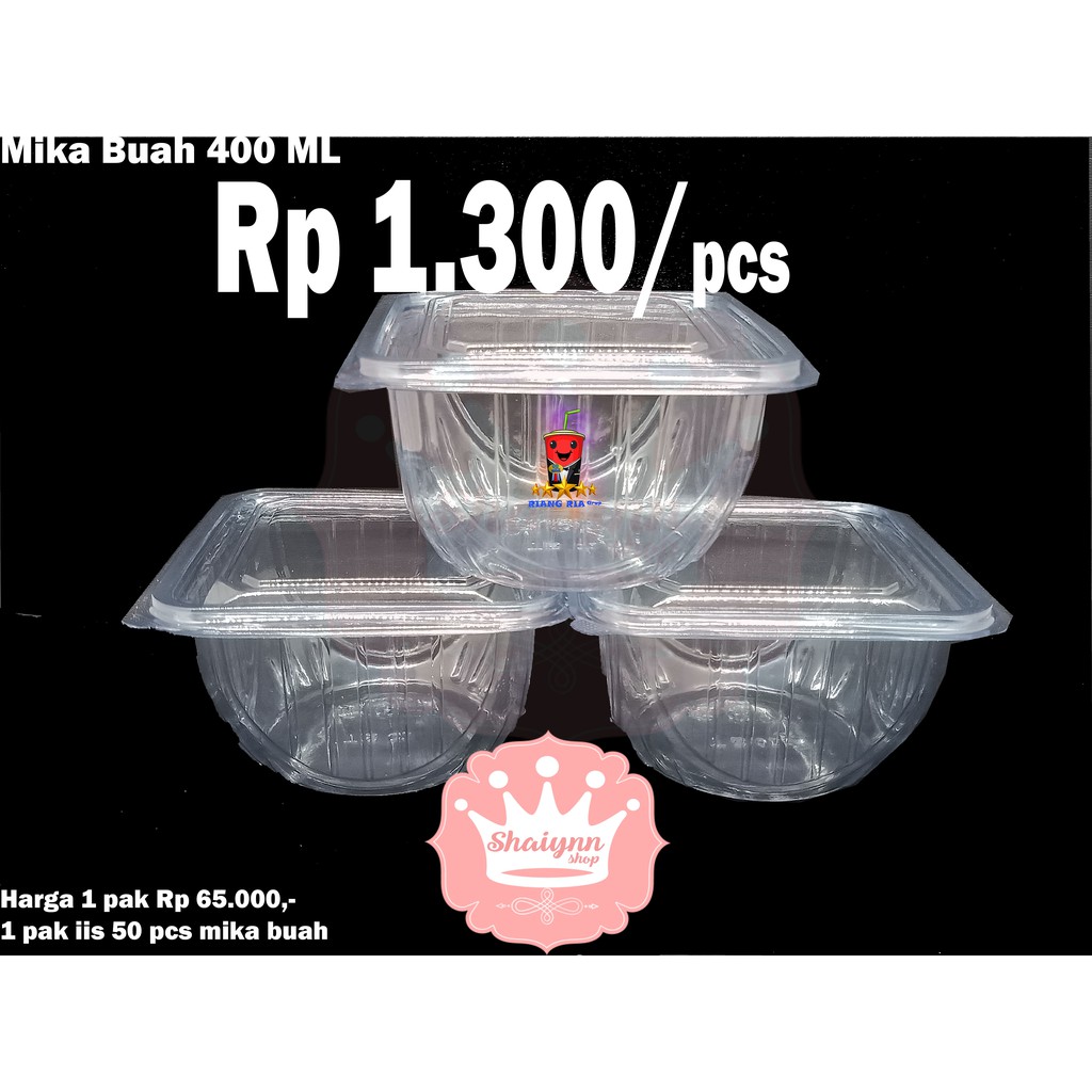 MIKA BOWL 400 ML 50 PCS + TUTUP BENING WADAH SALAD BUAH