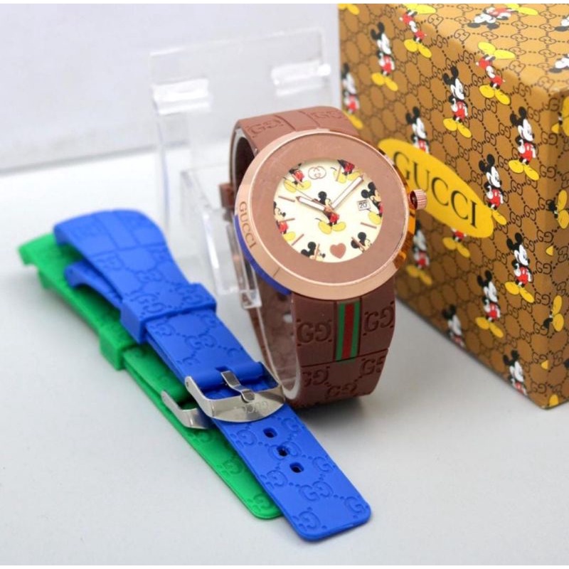 Jam Tangan Pria Wanita Rubber Strap Cadangan Box dan Baterai Cadangan Rubber