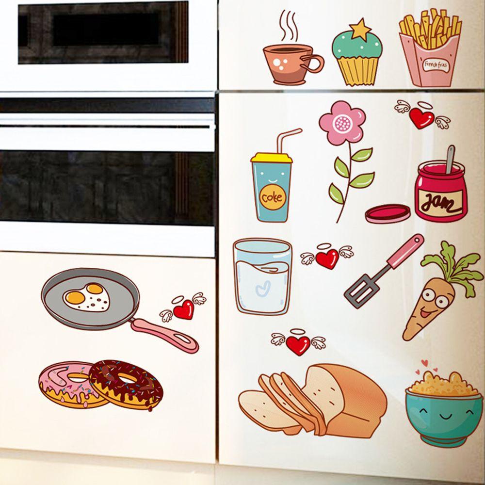 Suyo Kartun Stiker Makanan Removable Viny Kamar Anak Lemari Pintu Kulkas Memasak Mural