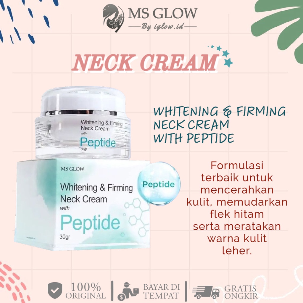 MS GLOW Whitening and Firming Neck Cream with Peptide - Peptide Neck Cream - Krim Pemutih Leher