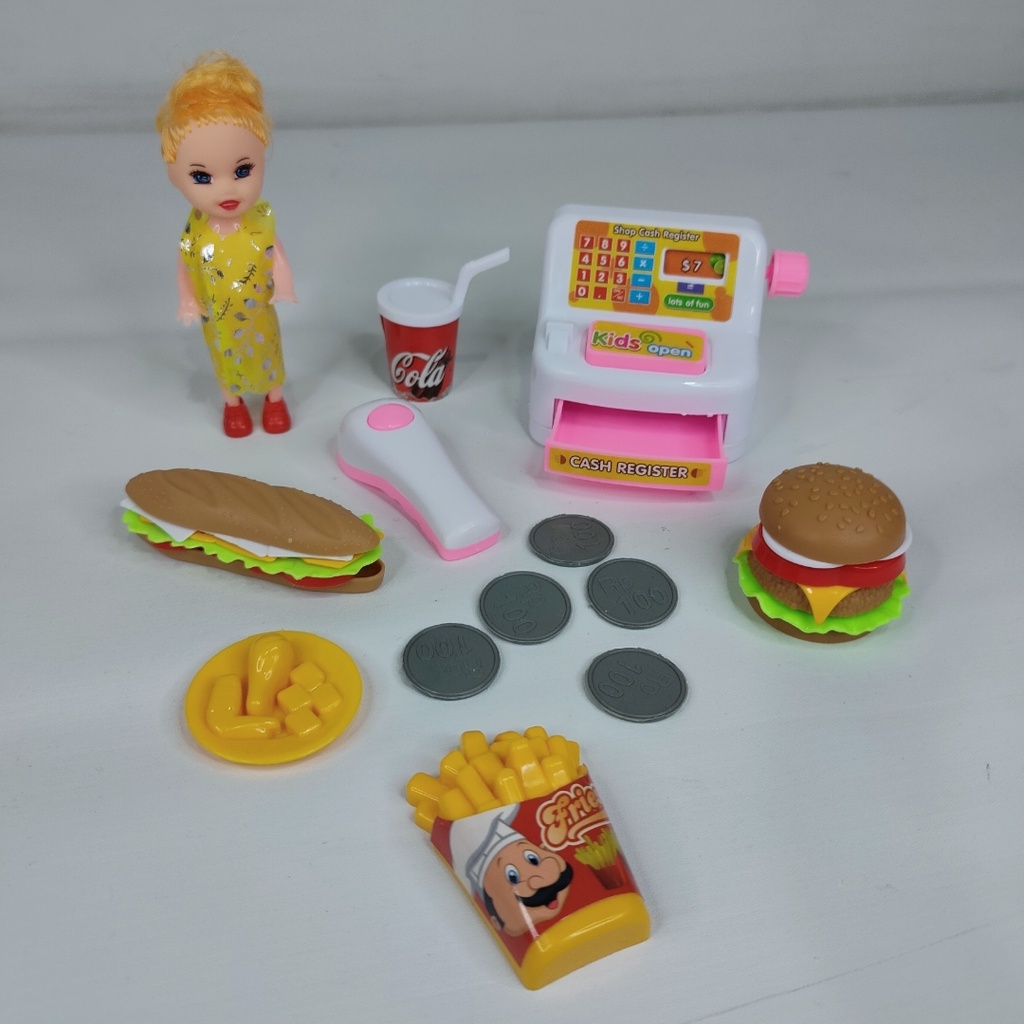 Mainan Kasir Food Court Mini dan Boneka LK18