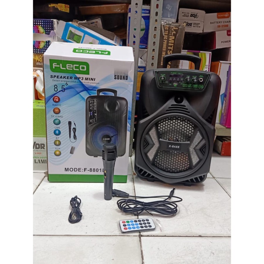 COD✓SPEAKER BLUETOOTH FLECO 8'5 INCH F-8802  PLUS MIC KARAOKE + REMOTE//SPEAKER FLECO X-BASS//SPEAKER KARAOKE//SPEAKER SALON AKTIF//SPEAKER WIRELESS