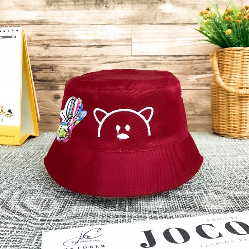 Topi anak Bucket Bordir BEAR / Bucket anak Laki laki perempuan