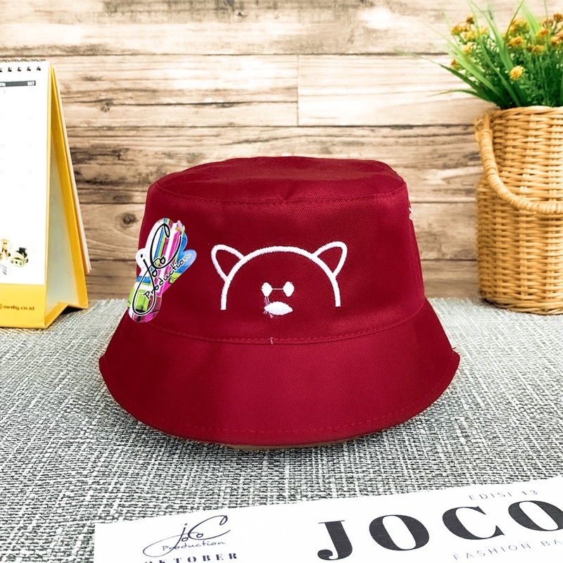 Topi anak Bucket Bordir BEAR / Bucket anak Laki laki perempuan