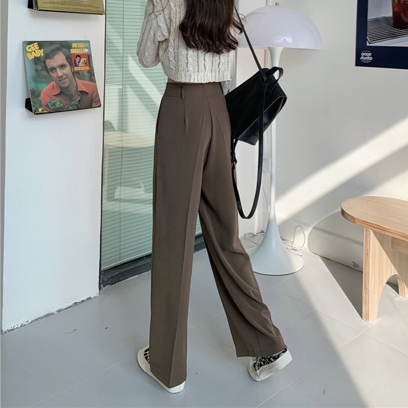 Celana Kulot Wanita Celana Panjang Khaki Korean Style High Waist Straight Pants