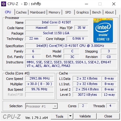 Processor Intel Core i3 4150T Tray Sokcet LGA 1150 Haswell Not 4150