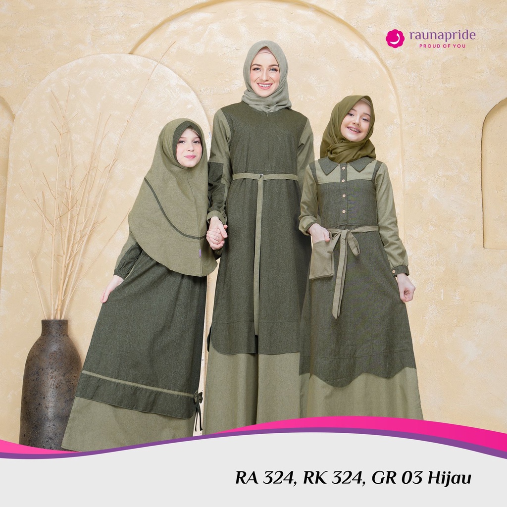 Gamis couple rauna rk ra 324 gr 03 / dress wanita / gamis ibu dan anak / baju wanita / gamis anak / 