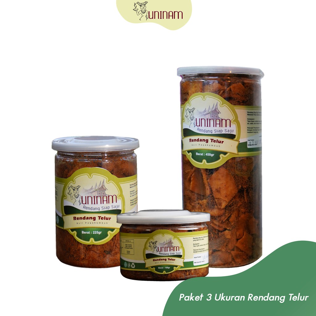 

UniNam Rendang Telur 3 Ukuran / Rendang Telur 450gr / Rendang Telur 225gr / Rendang Telur 100gr