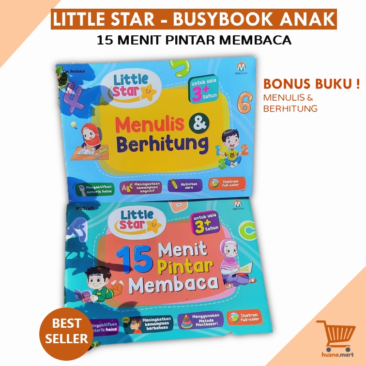 Buku 15 Menit Pintar Membaca [Little Star] - Bonus Buku Menulis dan Berhitung - Original Full Color