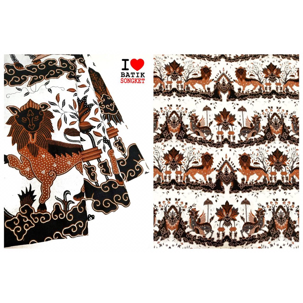KATUN CIREBON KLASIK ANTIK bahan kain batik baju dress sogan keraton putih-002