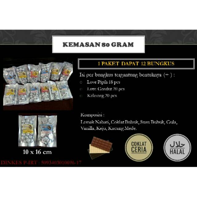 

COKLAT CERIA Kemasan 80gr