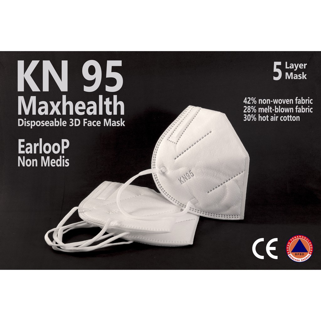 Masker KN95 Maxhealth 5ply Medical Grade Personal Pack Ecer / Box 0696 / 1PCS