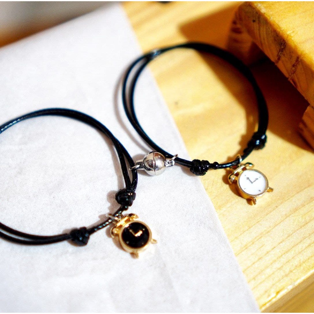cod GELANG COUPLE LIONTIN MAGNET JAM BEKER / GELANG TALI KOREA