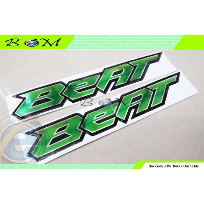 emblem logo lambang tulisan honda beat timbul hijau krum chrome