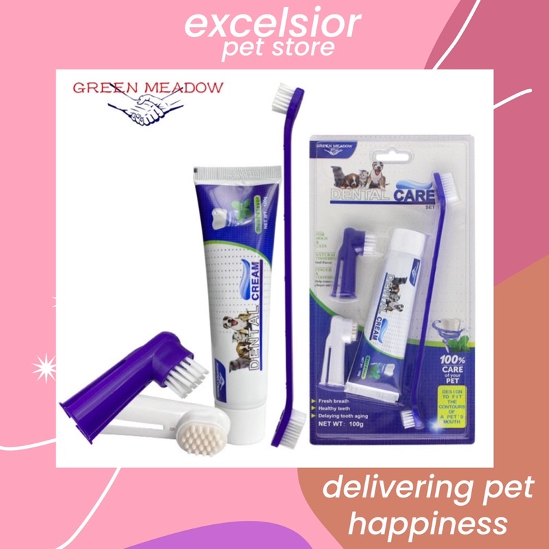 Sikat Gigi Anjing Kucing pasta gigi 4 in 1 / Pet toothbrush set