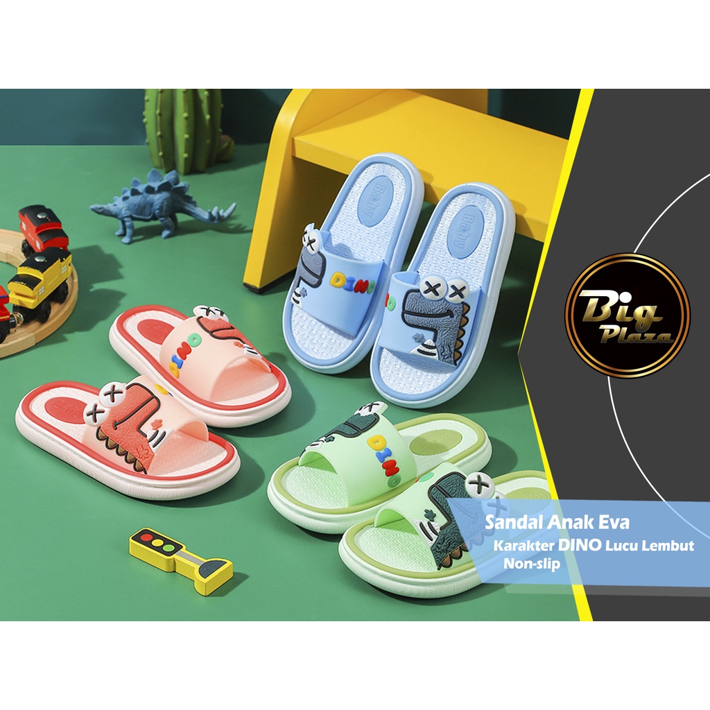 SA-B Sendal / Sandal Anak Eva Lembut Karakter Dino Lucu Non-slip 0789