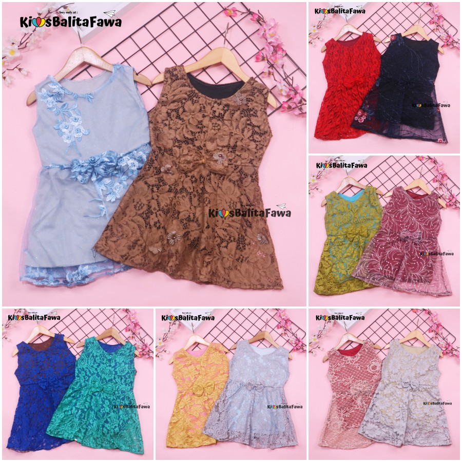 Dress Keira uk 1-2 Tahun / Dres Kondangan Anak Perempuan Brukat Kensi Gaun Pesta Baju Baby Import