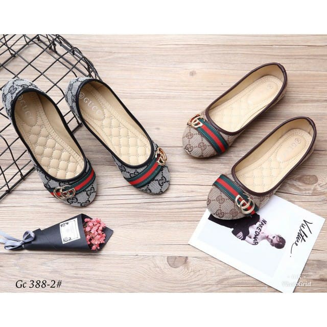Shoes Gucci GG Flat Sylte Gc-388-2 VAL SEPATU FLAT SHOES SEPATU IMPORT FLAT SHOES BATAM SEPATU MURAH