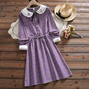 MR-79 high quality midi dress serut pinggang tartan japan mori fashion import jepang