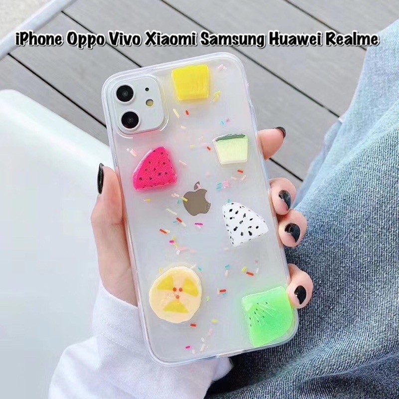 3D Fruit Case iPhone Oppo Vivo Xiaomi Samsung Realme A11 M11 A31 A21s Redmi 9 Reno 4 Realme C11 C15