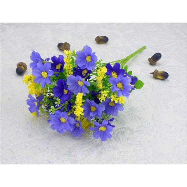 COD BUNGA DAISY BUNGA TANGKAI PLASTIK BUNGA ARTIFISIAL BUNGA PAJANGAN IMITASI  BUNGA HIASAN BT9001-UNGU KOMBI