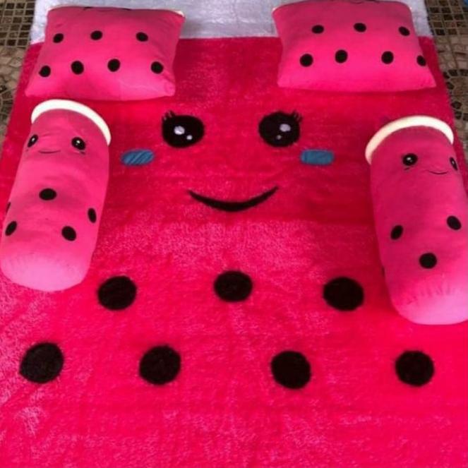 rap01 PROMO CUCI GUDANG  KASUR KARPET/SURPET KARAKTER BULU JUMBO PLUS BANTAL LED DAN GULING .,,.,.,