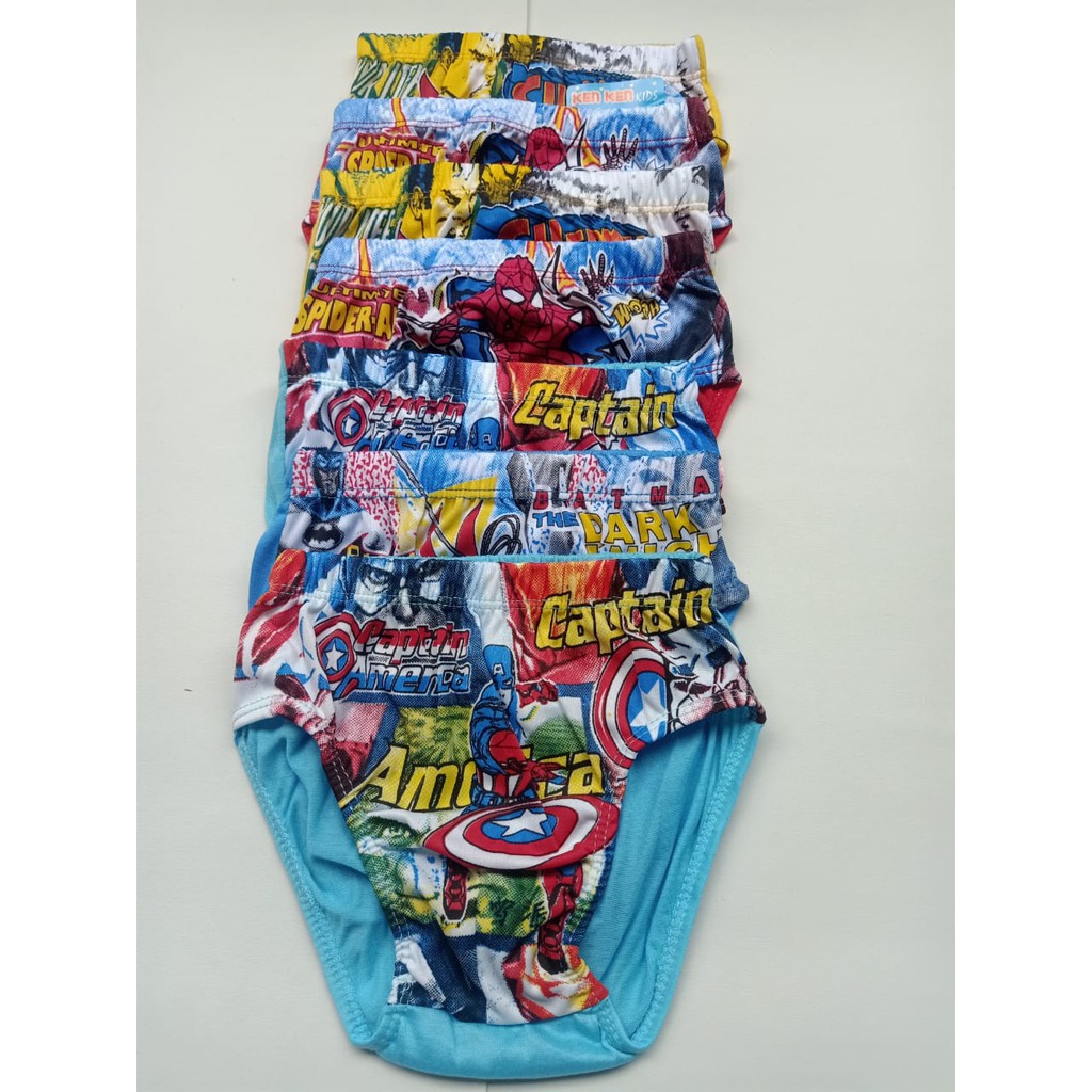 Satu Lusin Celana Dalam anak Laki Laki Motif Super Hero Print /avenger spiderman/ cancut anak/ boxer