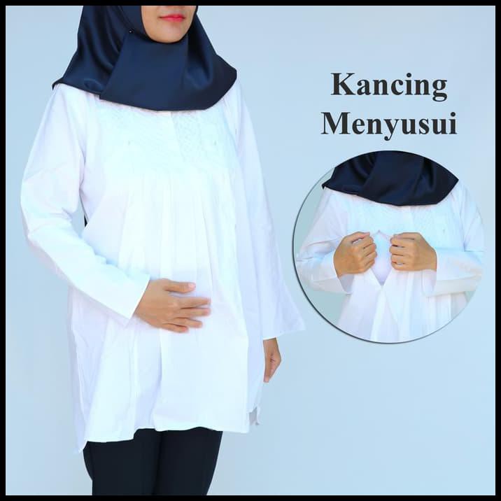 Baju Kemeja Hamil Kerja / Formal / Kantor Warna Putih Polos Mes21029V