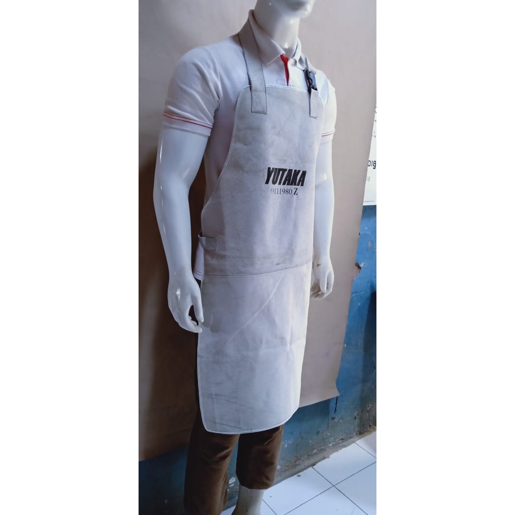 YUTAKA WELDING APRON KULIT Warna CHROME/ apron dada kulit abu