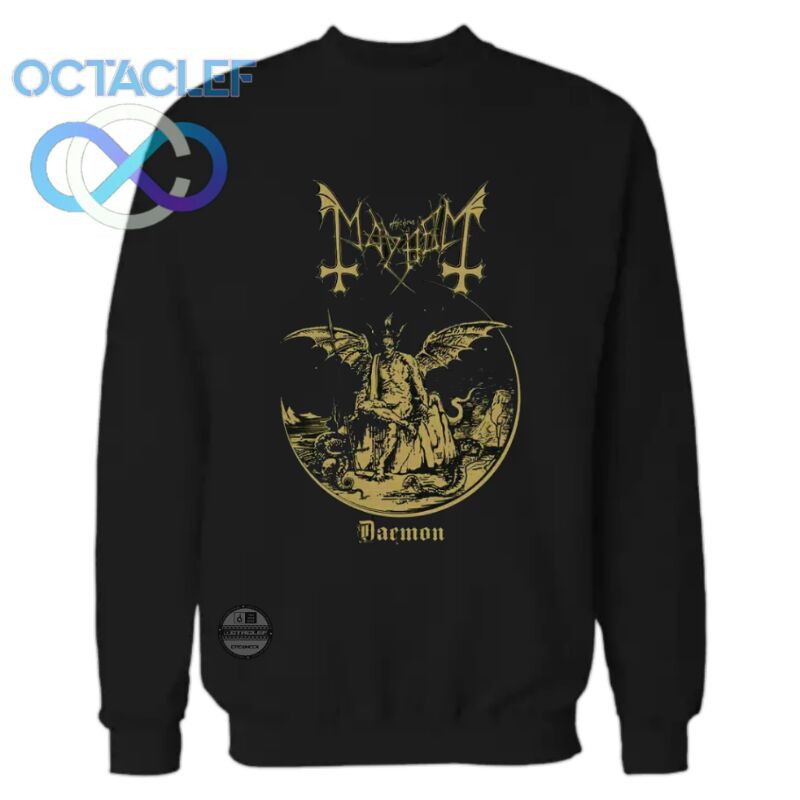 OCTACLEF Crewneck Sweatshirt Sweater Outerwear Printing DTG Music Band Mayhem Unisex Pria Wanita