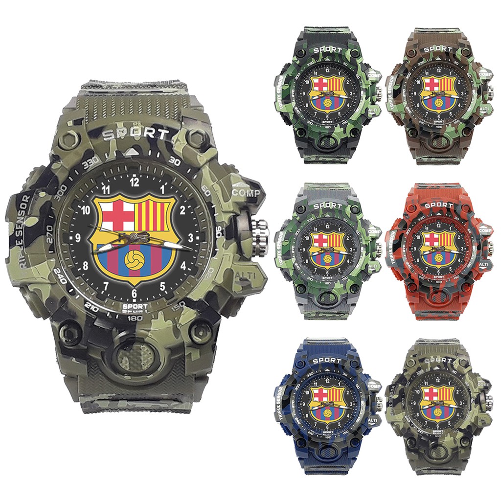 (ISTIMEWA BOSSQUE) JAM CUSTOM BARCELONA STRAP ARMY - 5 Warna