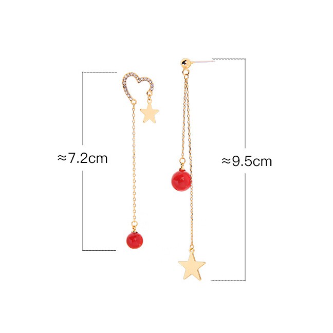 LRC Anting Tusuk Fashion Asymmetric Earring S925 Sterling Silver Asymmetric Star Stud Earrings F8917