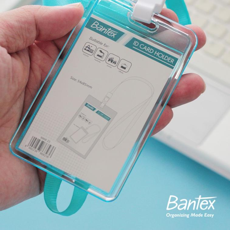 

Bisa COD Bantex Transparent ID Card Holder Lanyard Potrait Sky Blue 8868 23