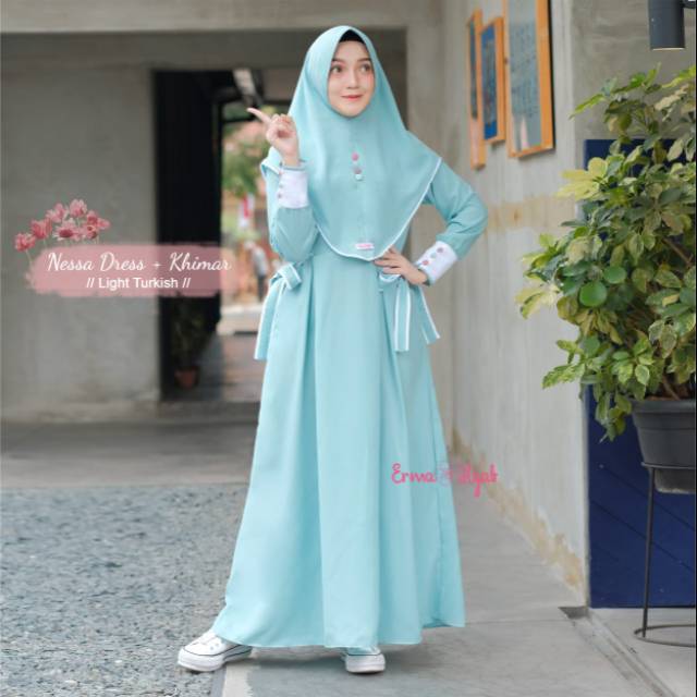 NESSA DRES + KHIMAR ori dari erma hijab
