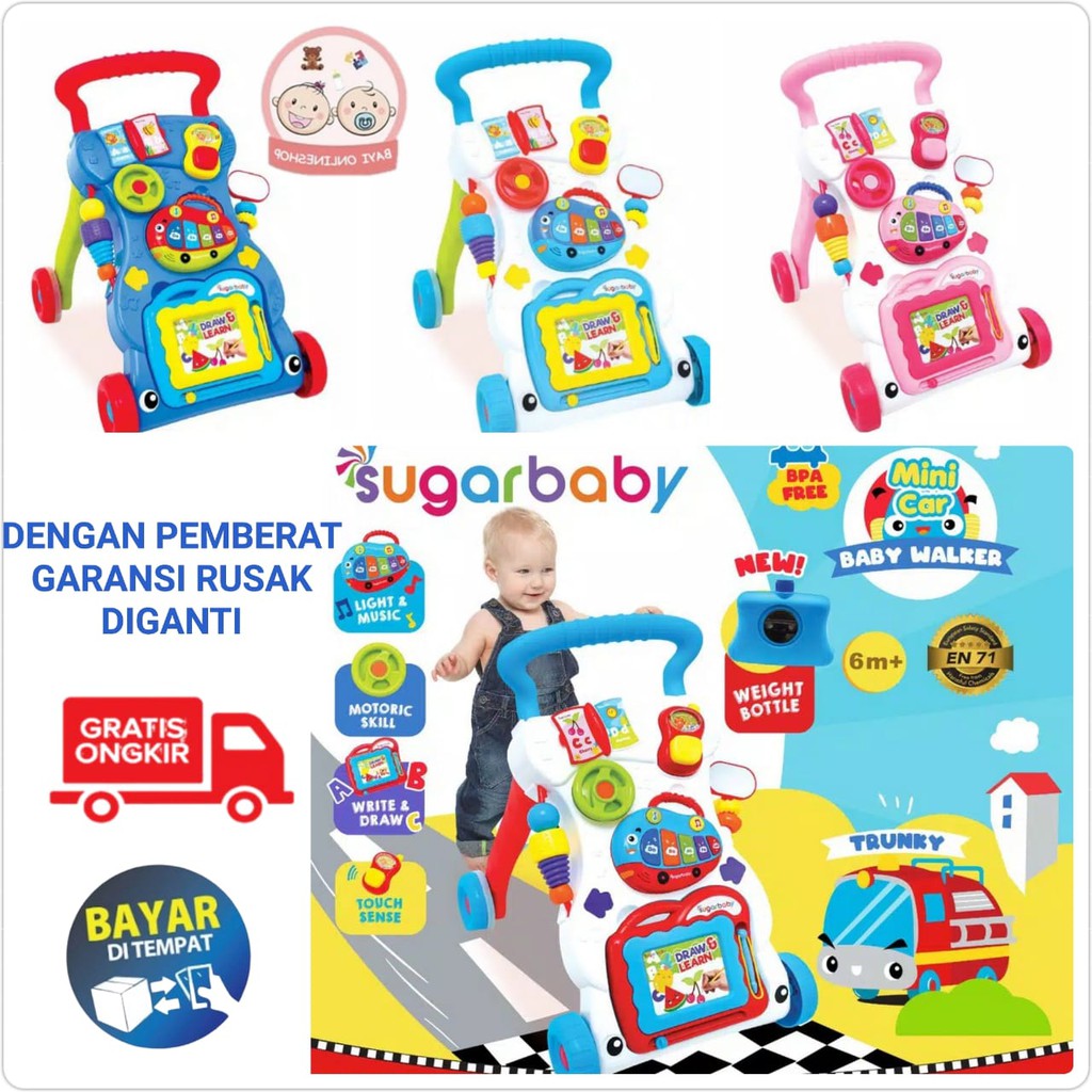 Sugarbaby Sugar Baby Mini Car Push Baby Walker With Weight Bottle (Baby Walker) - NEW