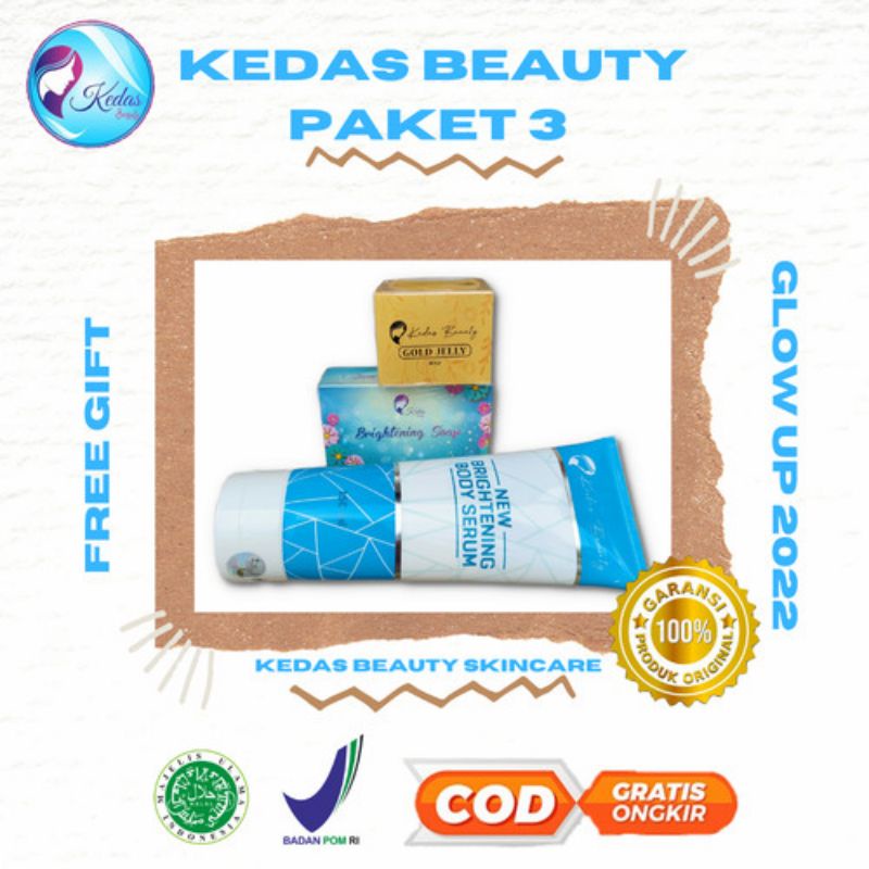 Kedas Beauty Paket 3in1(Sabun,Gold Jelly Dan Body Serum) Mencerahkan Kulit Wajah Dan Tubuh
