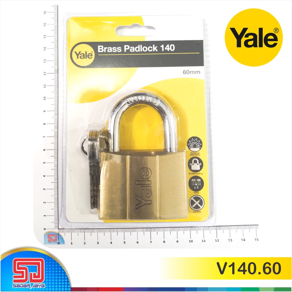 Yale V140.60 Gembok Pagar Kuningan 60mm Padlock Brass Material Hardened Steel